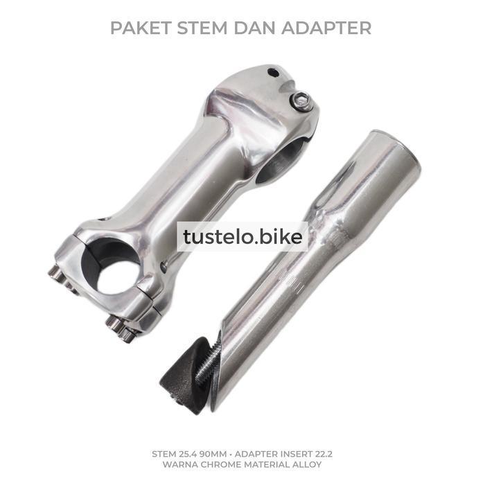 Paket Stem 25.4 Chrome Adaptor Stem Insert 22.2 to Oversize 28.6 OS