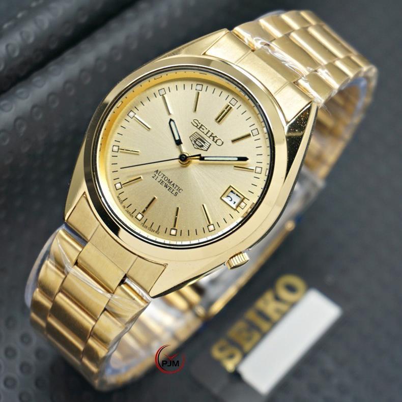 sale Jam Tangan SEIKO 5 Automatic | Otomatis | 21 jewels Pria & Wanita Rantai Gold Silver Tanggal