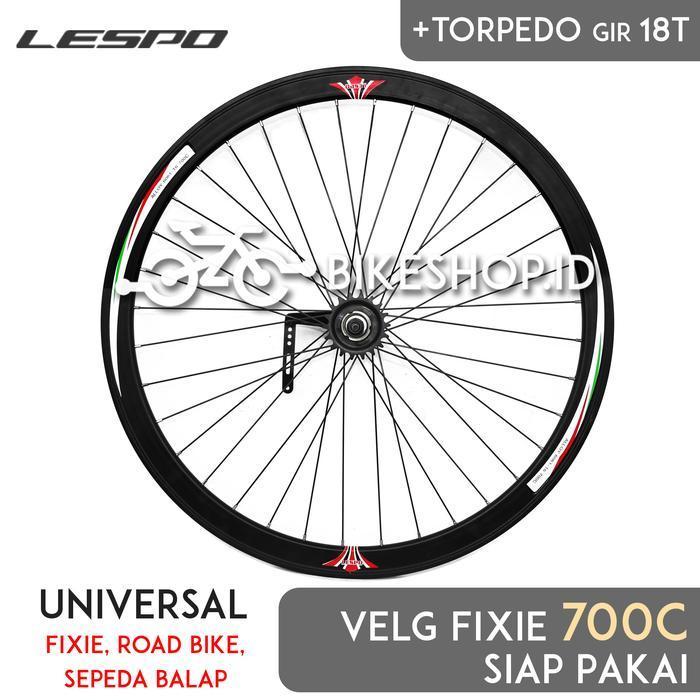 Wheelset Velg Sepeda Uk 700c 4cm Alloy Hitam Torpedo Rims Roda Siap Jadi Fixie Balap Road Bike LESPO