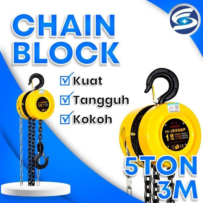 Chain Block 5 Ton 3 Meter Takel Katrol Kerekan 5 Ton 3 Meter HU FENG