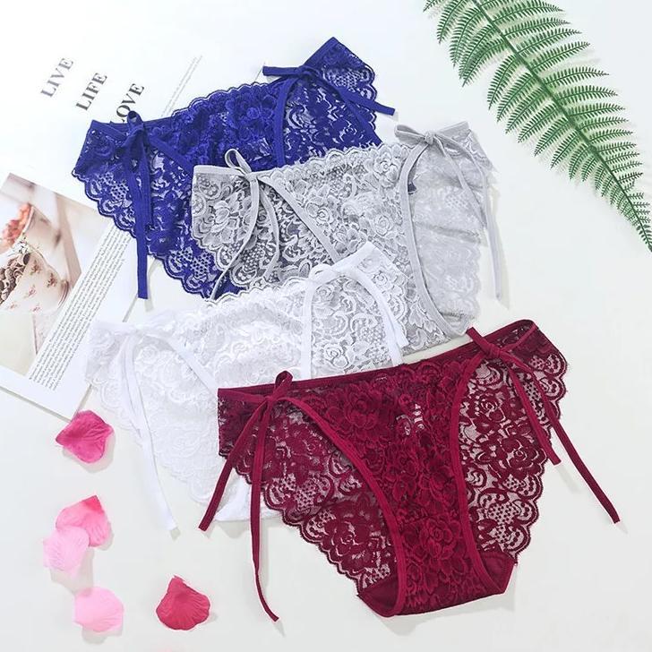 PROMO TERBARU Celana Dalam Big Size Renda G String Sexy CD Wanita Low Waist Tali Samping 3C221