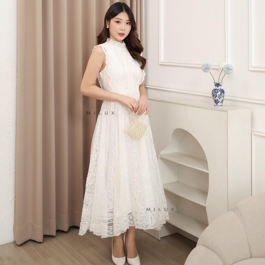 HOT DEALS DRESS PUTIH GAUN PUTIH PANJANG LACE BROKAT ELEGANT MX369