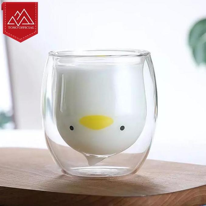 Promo Gelas Double Wall Penguin 250Ml Gelas Unik Karakter Pinguin Cup Glass