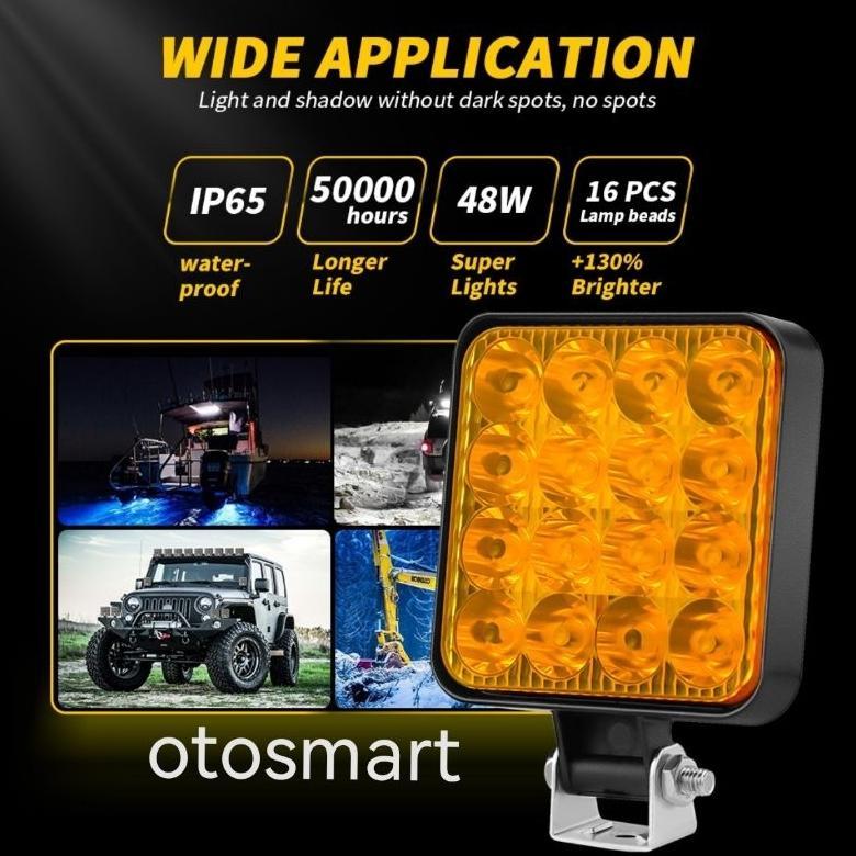 Promo  Lampu Tembak Sorot Led Worklight 16 Mata 12V Kotak Mini Lampu Sorot Mobil Motor