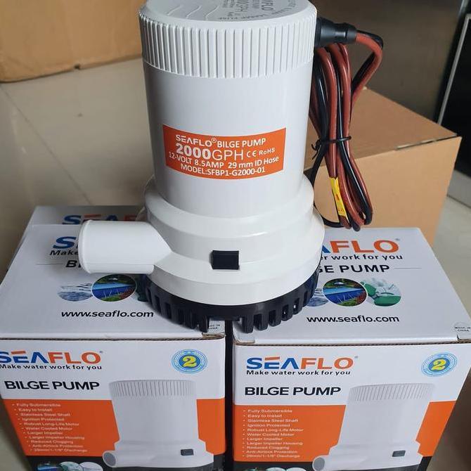 Murah Seaflo Bilge Pump Seaflo 2000 Gph 12 V / 24 V (Pompa Celup Kapal 2000 Gph) Original