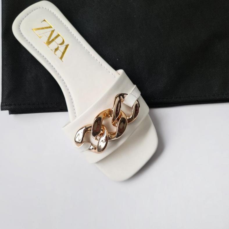 PREMIUM Sandal Flat Zara Sandal Zara Teplek Sandal Zara Wanita Terbaru Motif Rantai
