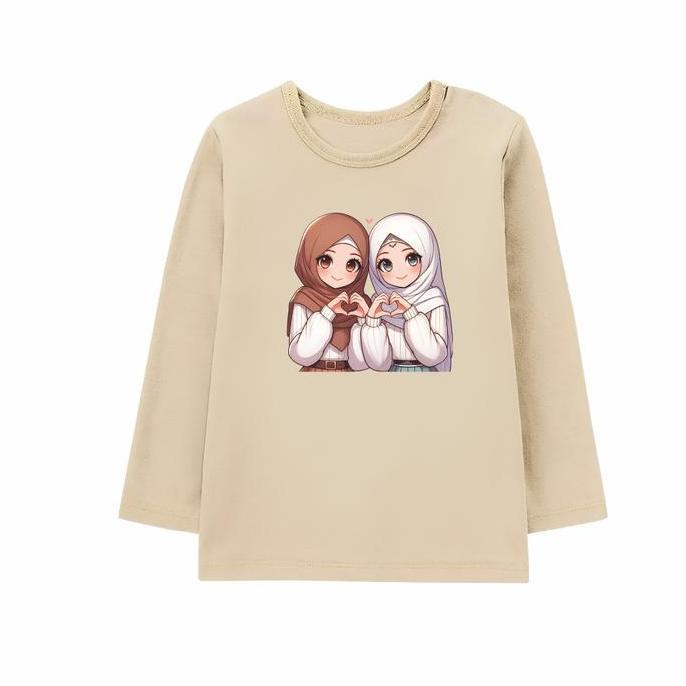 Baju Kaos Anak Perempuan Usia 1-12 Tahun Kaos Anak Perempuan Kekinian Baju Kaos Anak Hijab Kembar