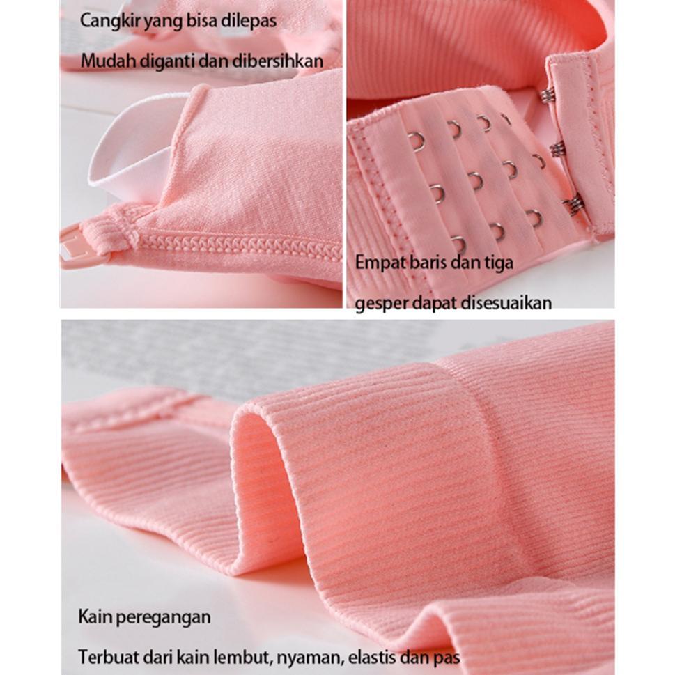 ORIGINAL 3PCS ANGEL MOMMY Bra Menyusui Fashion Jumbo Kancing Depan Tanpa Kawat Bh Menyusui Bahan Kat