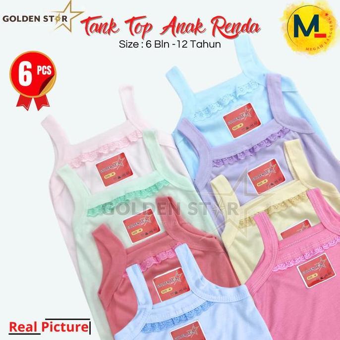 12 Pcs / 6 PCS tanktop anak perempuan Renda 9-12 tahun kaos dalam anak kaos dalam anak perempuan sin