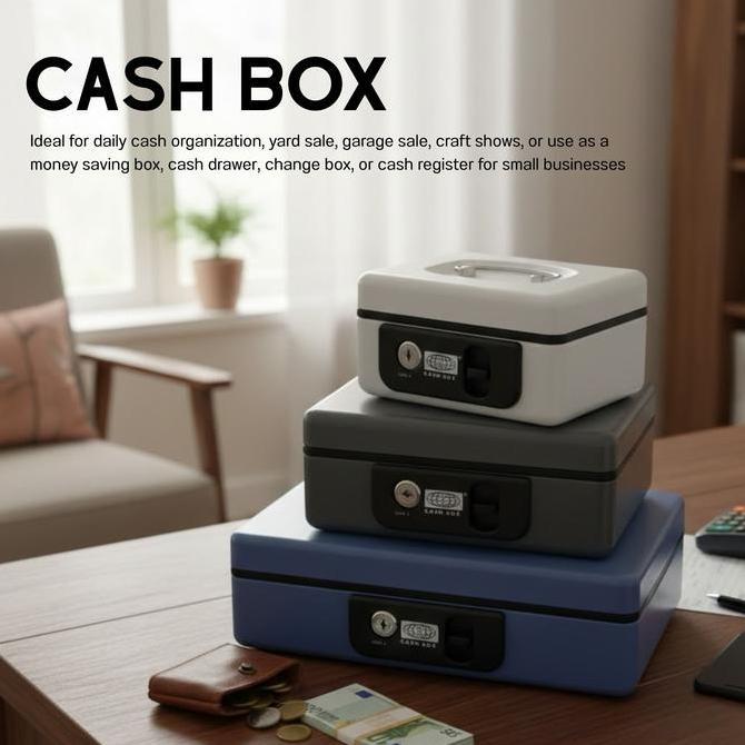 DERADUAJI Cash Box / Brangkas Uang / Box Uang / Metal Money Box / Kotak Uang Kasir / Cash Box Besi K