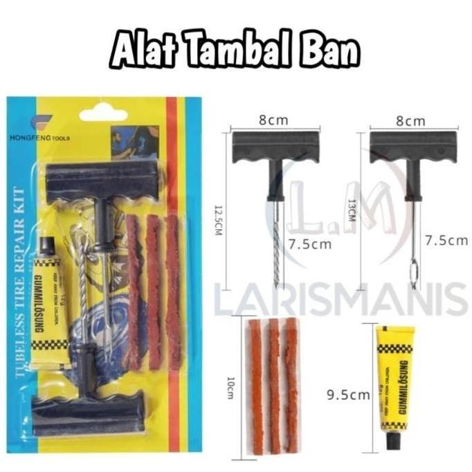 FRONGCHI Paket Lengkap Tambal Ban Tubless - Alat Tambal Ban Pompa Mini Emergency Tambal Ban Lengkap