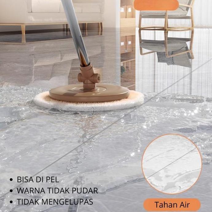 CHIYAQU Vinyl Lantai Marbel Lantai Marmer PVC 60 x 60 cm Sticker Lantai Marmer floor Vinil Tempel