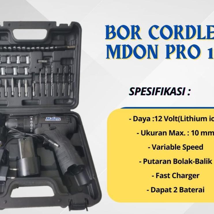 Mesin Bor Cordless Drill Tangan Bor Beton Edon 12V Lv 3 1210