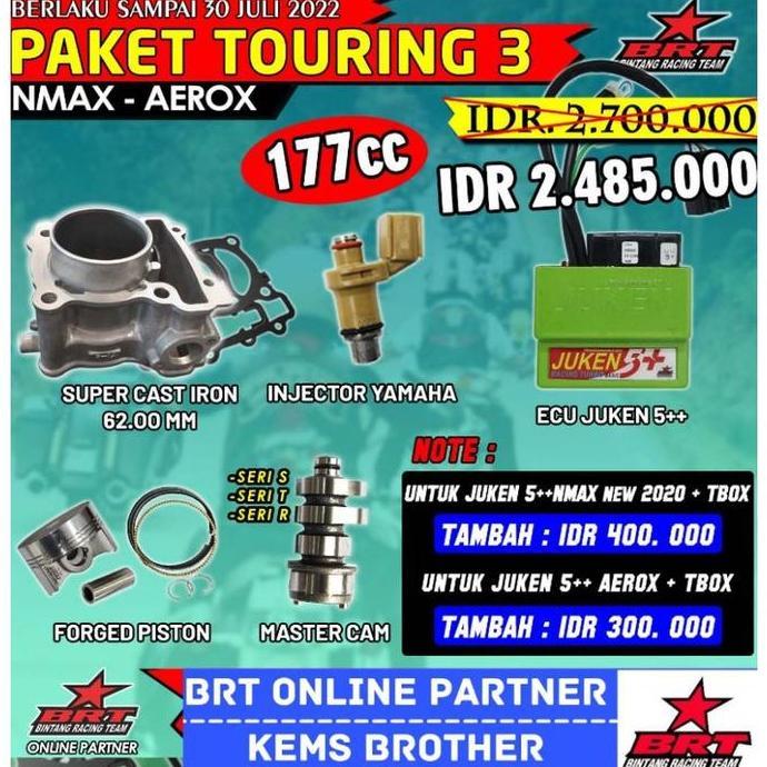 ZISIMAHE PAKET BRT NMAX AEROX BLOK PISTON 62 INJEKTOR ECU DAN MASTERCAM TOURING 3