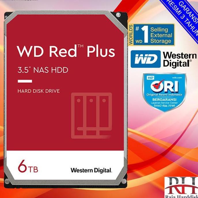 pratamashopsembilan - wd red plus pc 6tb 3.5 hdd/ hd/ hardisk/ harddisk internal 6 tb