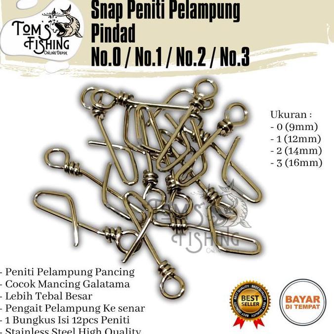 Snap Peniti Pancing PINDAD (Perbungkus) Pelampung Stainless Steel Murah - Toms Fishing original