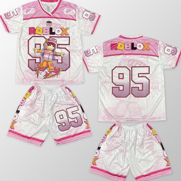 FIZZGE Setelan Baju Anak Laki-Laki & Perempuan Jersey Sport Karakter Roblox Adem Nyaman Keren Versat