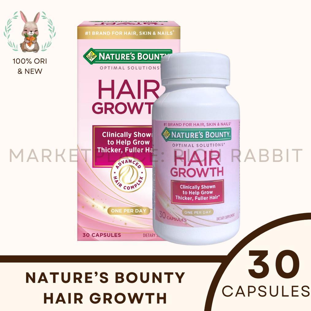 Nature's Bounty Hair Growth Natures Rambut Rontok Biotin Sehat USA 30 Capsules