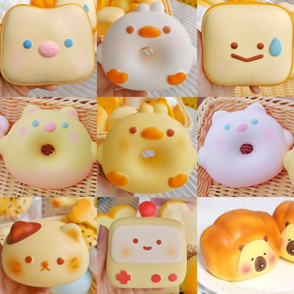 Squishy Hachimi Licensed Gamebot Gameboy Calico Cat Donat Duck Babi Pig Face Sweat Emoji Super Soft 