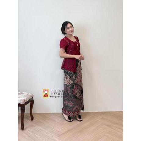 Hadirpopuler- [ Feodora ] Dress Liona (Premium) / Dress Couple Batik / Dress Kondangan / Gaun Pesta
