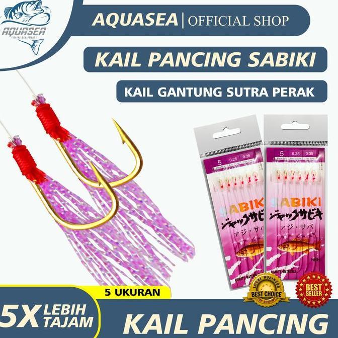 AQUASEA - Kotrekan Kail Umpan Pancing Sabiki Kail Umpan Gantung Sutra Perak Kail Jig Benang Pesca Bu