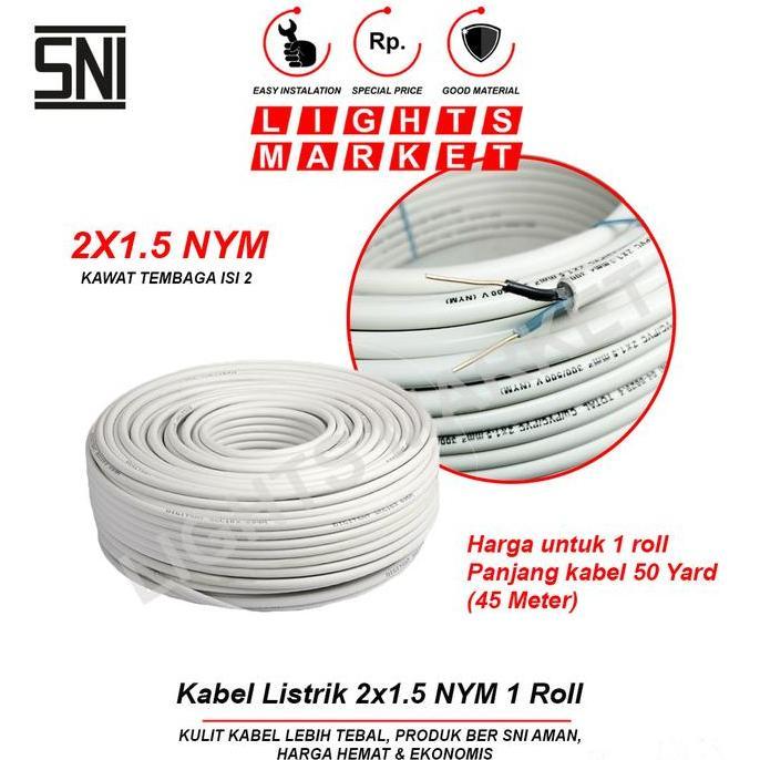 Kabel Listrik 2x1.5 NYM 1 Roll SNI