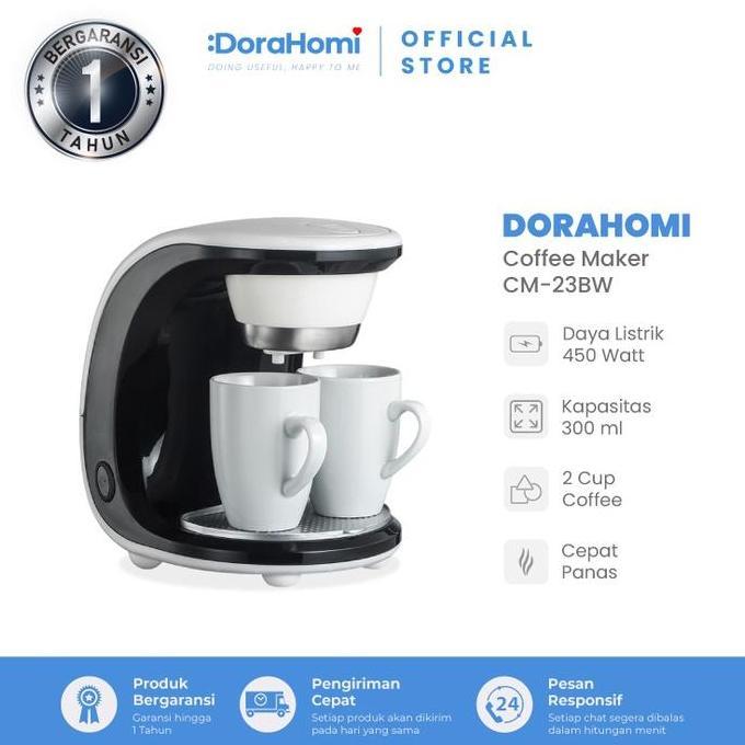 Cook- Dorahomi Coffee Maker Mesin Pembuat Kopi Otomatis Low Watt 2 Cangkir