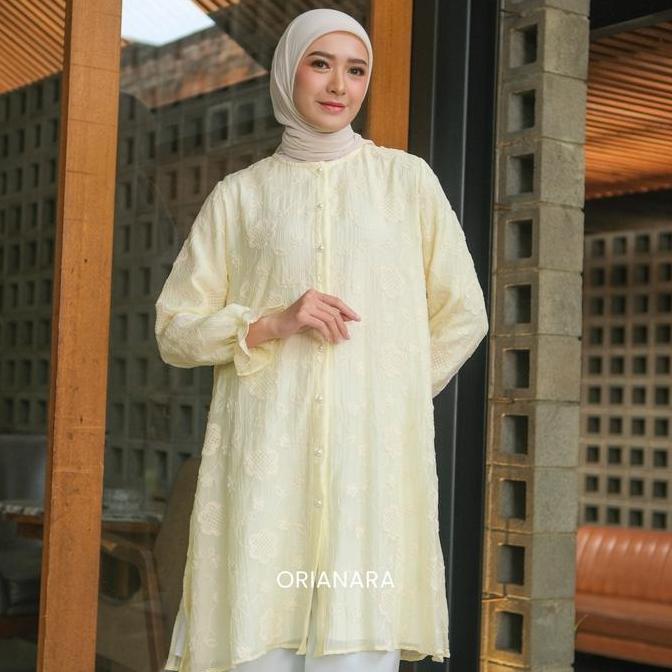 Orianara Atasan Tunik Wanita Papersilk Bordir Brukat Muslim Panjang MAHARI TUNIK
