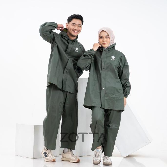 Termurah / Hot Sale Zotta Jas Hujan Setelan Pria Wanita Pvc Mantel Tebal Raincoat Hitam Bahan Parasi