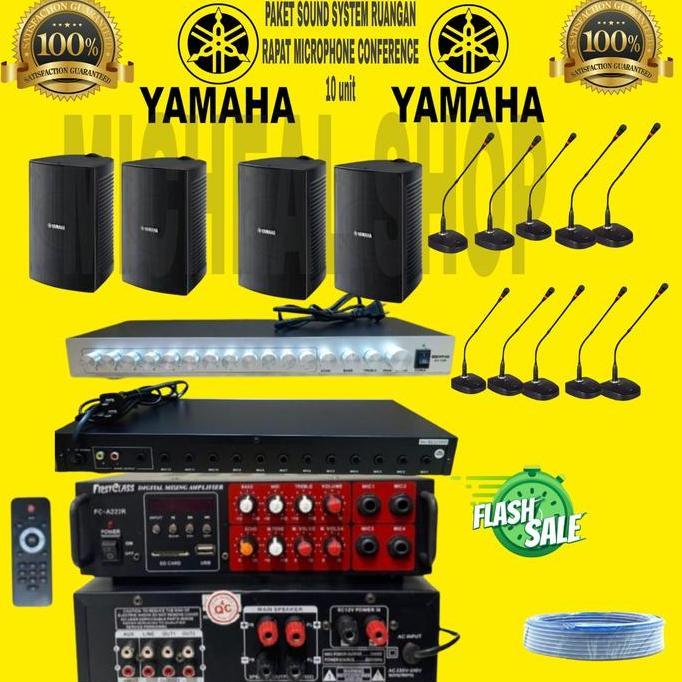 TERBARU - PAKET SOUND SYSTEM RUANGAN RAPAT MICROPHONE CONFERENCE 10 MIC KABEL