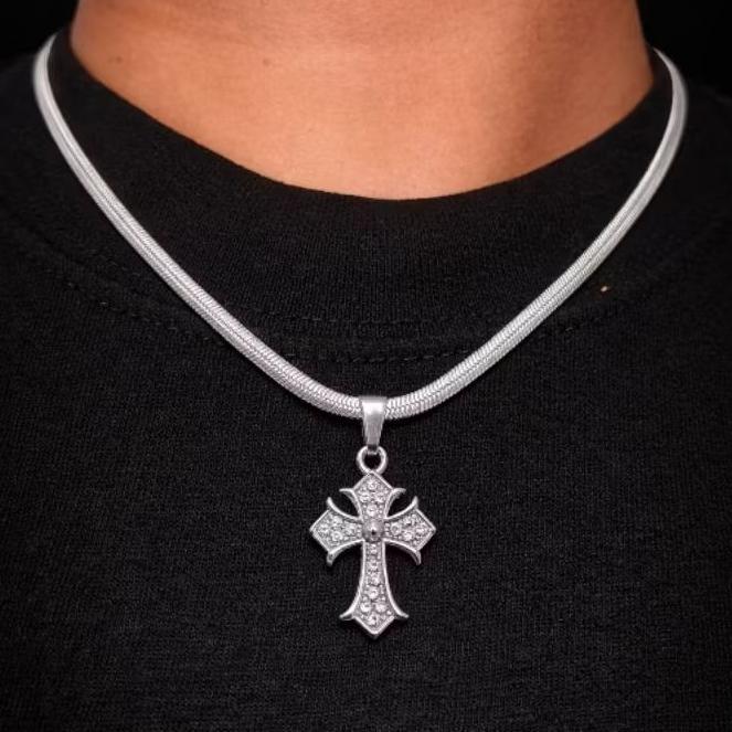 Premium Kalung Salib Titanium Pria Wanita Stainless - Liontin Salib Elegan, Anti Karat