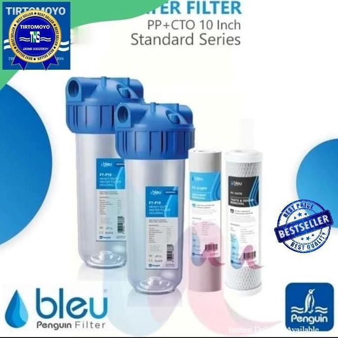 Paket saringan filter air PDAM/SUMUR 10" (PP+CTO) PENGUIN BLEU STD