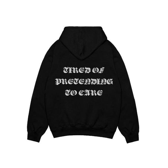 Bitsnbobs76 Hoodie Oversize Shade Black Fleece Nyaman