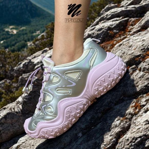 Hemat Marelow Camel Purple - Sepatu Sneakers Hiking Sport Korean Style Wanita Outdoor Premium Best S