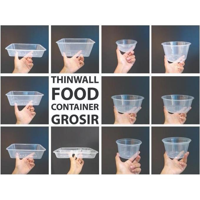 Thinwall 750ml Mangkok + Tutup Cup Plastik Mangkuk Plastik 750ml