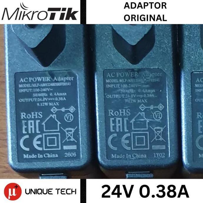 POWER ADAPTOR MIKROTIK 24V 0.38A 0.8A 1.2A ORIGINAL DC 5.5MM 24 V