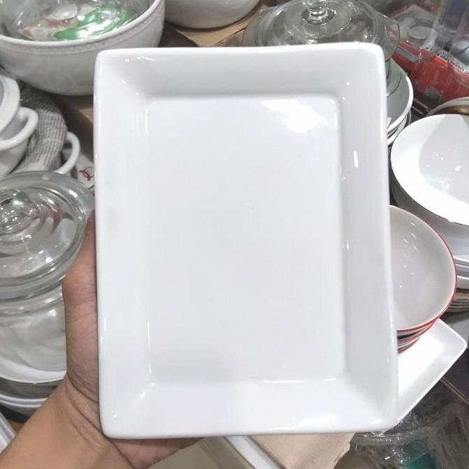 piring saji persegi panjang 17 x 13 cm / piring kotak BLANC PORCELAIN