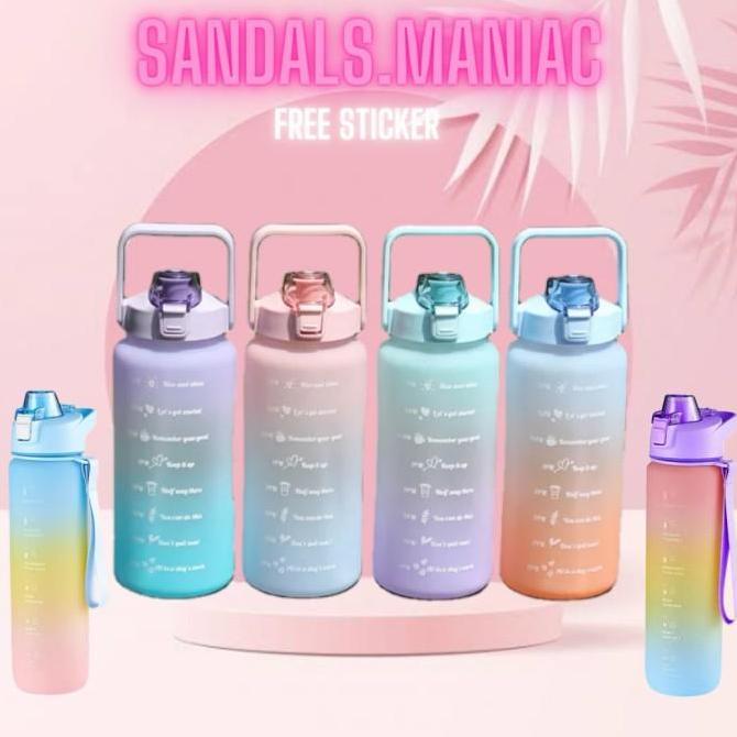 Botol Minum Botol Air Minum Motivasi 2 Liter Gradasi Gradient Rainbow