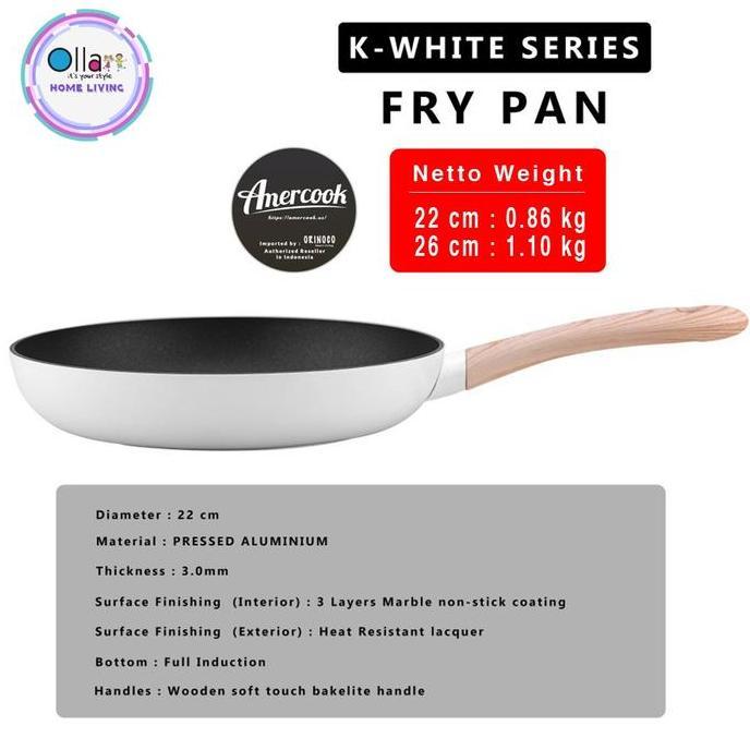 SALE - Wajan Tumis Amercook Fry Pan Alumunium White Series Non-Stick