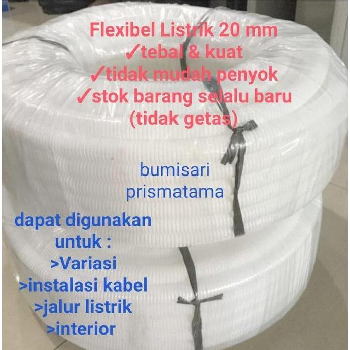 Denki- Flexibel Listrik 20 Mm/ Selang Pipa Listrik / Corugated Pipa Putih