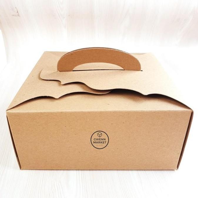 Dus kue Kraft coklat premium tebal handle kotak kue cake box cake 22cm