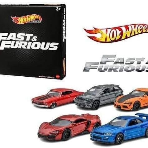 HOT WHEELS FAST FURIOUS NISSAN SKYLINE R34 BIRU SET 5 PCS SEGEL