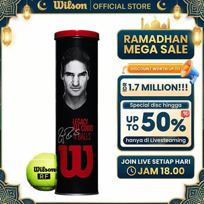 [BUY 1 GET 3 CANS] Wilson RF Roger Federer Legacy Tennis Ball Bola Tenis 4-Ball Metal Can Tennis Bal
