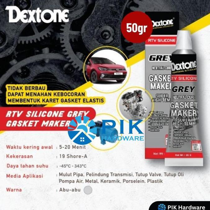 Lem Gasket Dextone Netral Grey - Super Sealer Rtv Tahan Panas Terbaru 