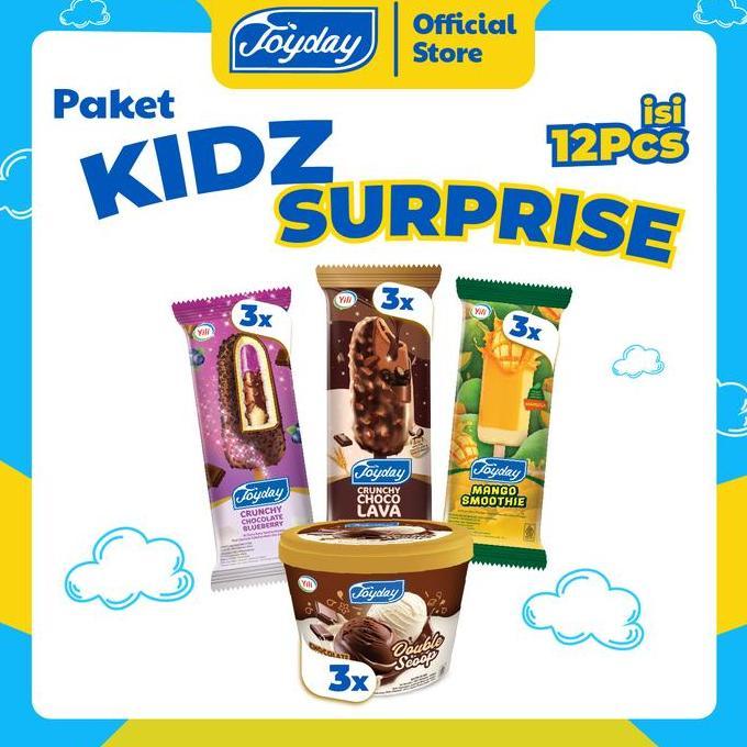 Joyday Ice Cream PAKET KIDZ SURPRISE - Isi 12 pcs Eskrim Mix [Hanya INSTAN - JABODETABEK]