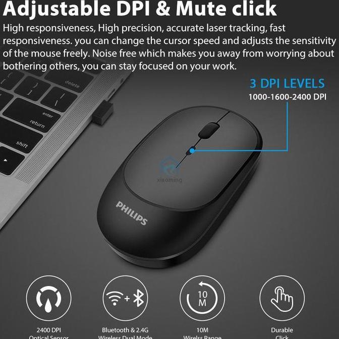 TERBARU||BARU PHILIPS MOUSE WIRELESS M314 M 314 SILENT