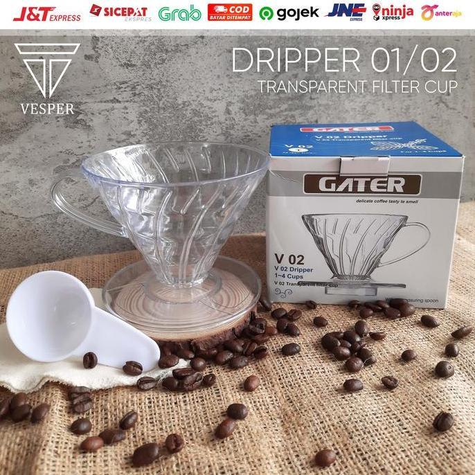 akbaralmahczumi - gater dripper v6 plastik transparan 1 dan 2 / coffee drip filter