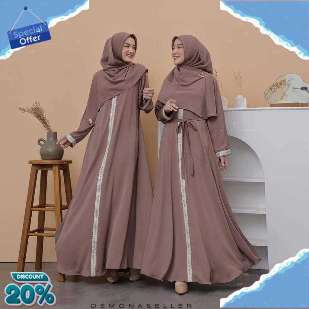 Sale Abaya Palestina Wolfis Super Premium/Gamis Abaya Wanita Maxi Jumbo Ful Renda Kekinian/Gamis Wan
