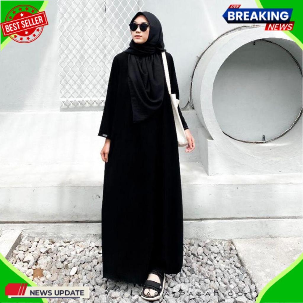 Berkualitas Abaya Polos Wanita / Gamis Santri Remaja Putri Terbaru Ukuran S M L Xl Xxl
