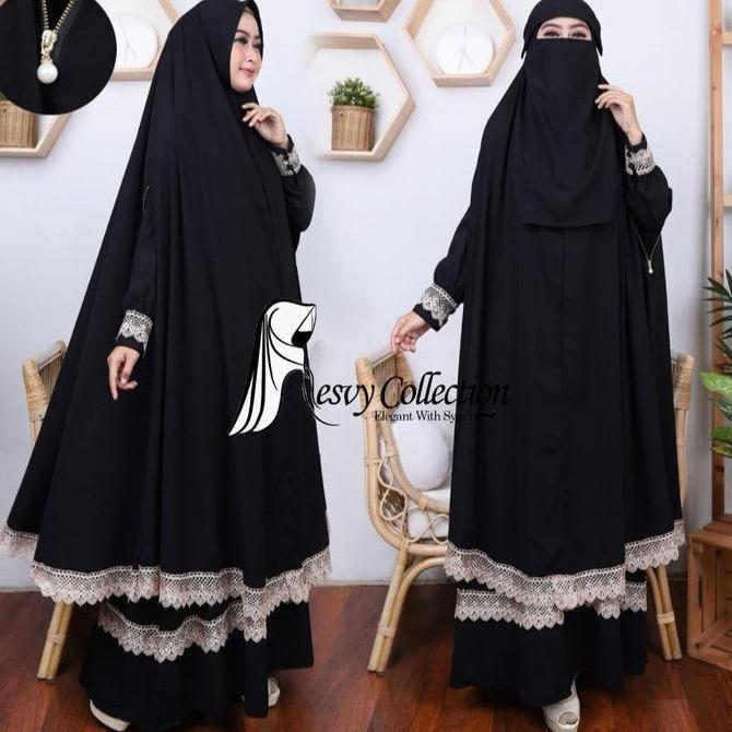 Wxwxw- Alya Set Full Lengkap+ Cadar Resvy Collection Gamis Mewah Elegant